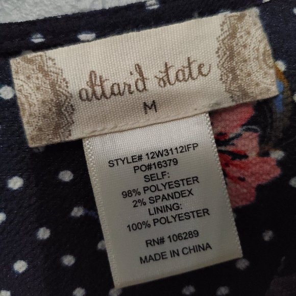 Altar'd State Navy Polka Dot Floral Shorts Romper, M - Picture 6 of 9